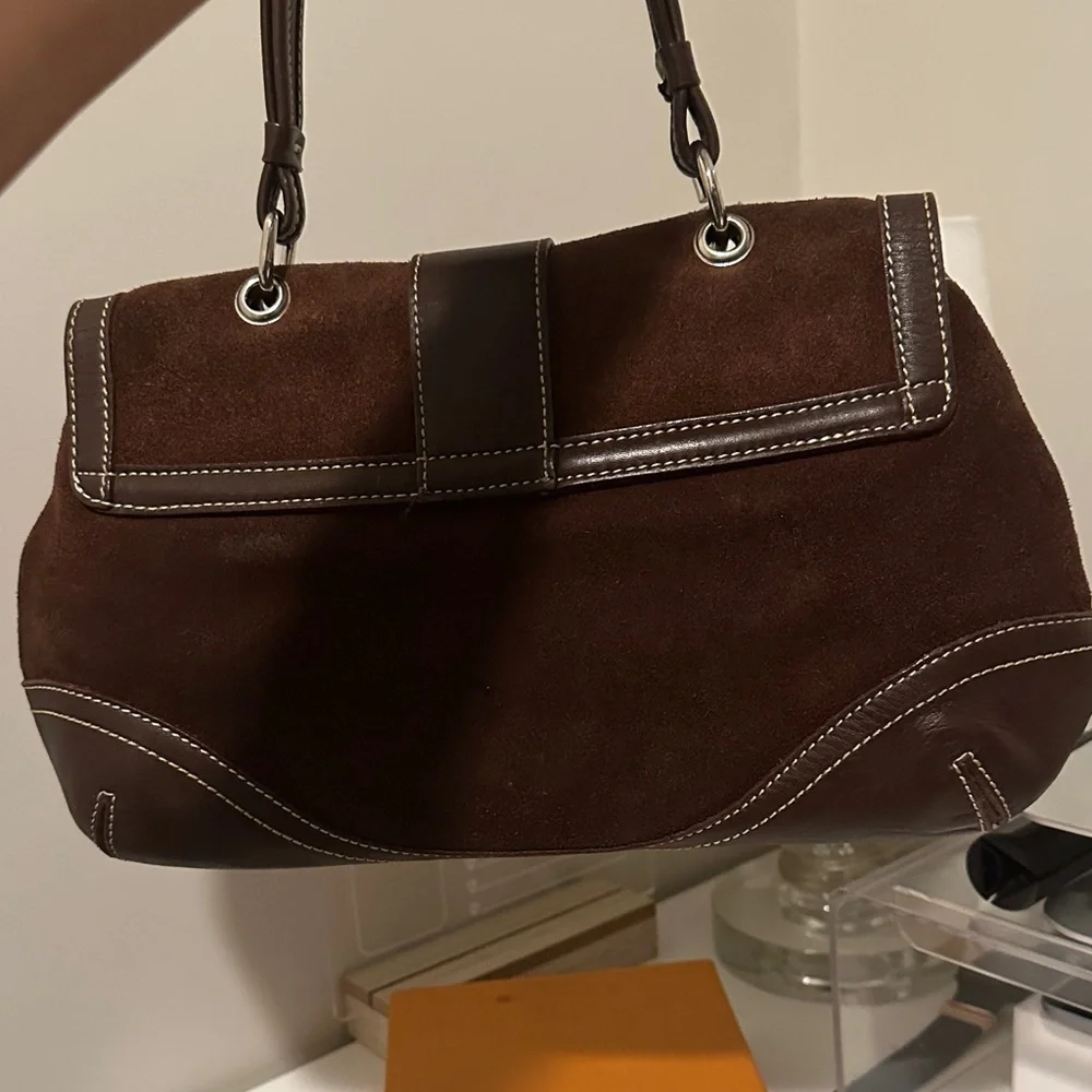 Coach Dark Brown Leather and Suede Briefcase